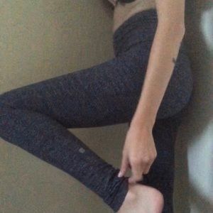 purple and grey leggings with pocket